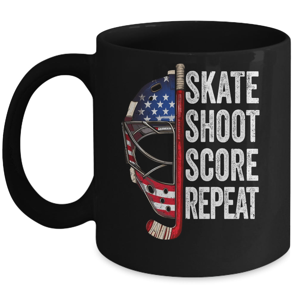 Hockey Player USA American Flag 4th Of July Men Women Kids Mug | teecentury