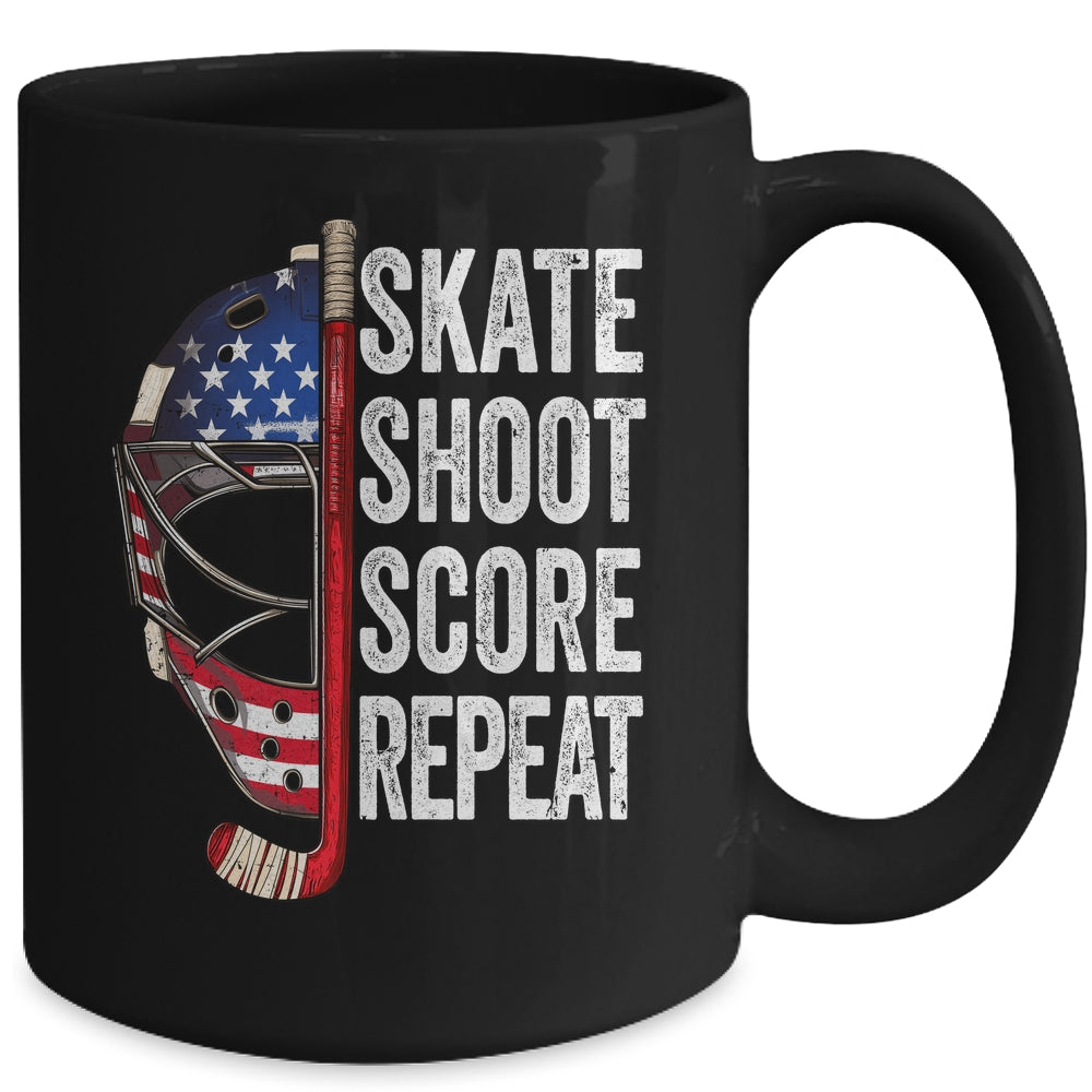 Hockey Player USA American Flag 4th Of July Men Women Kids Mug | teecentury