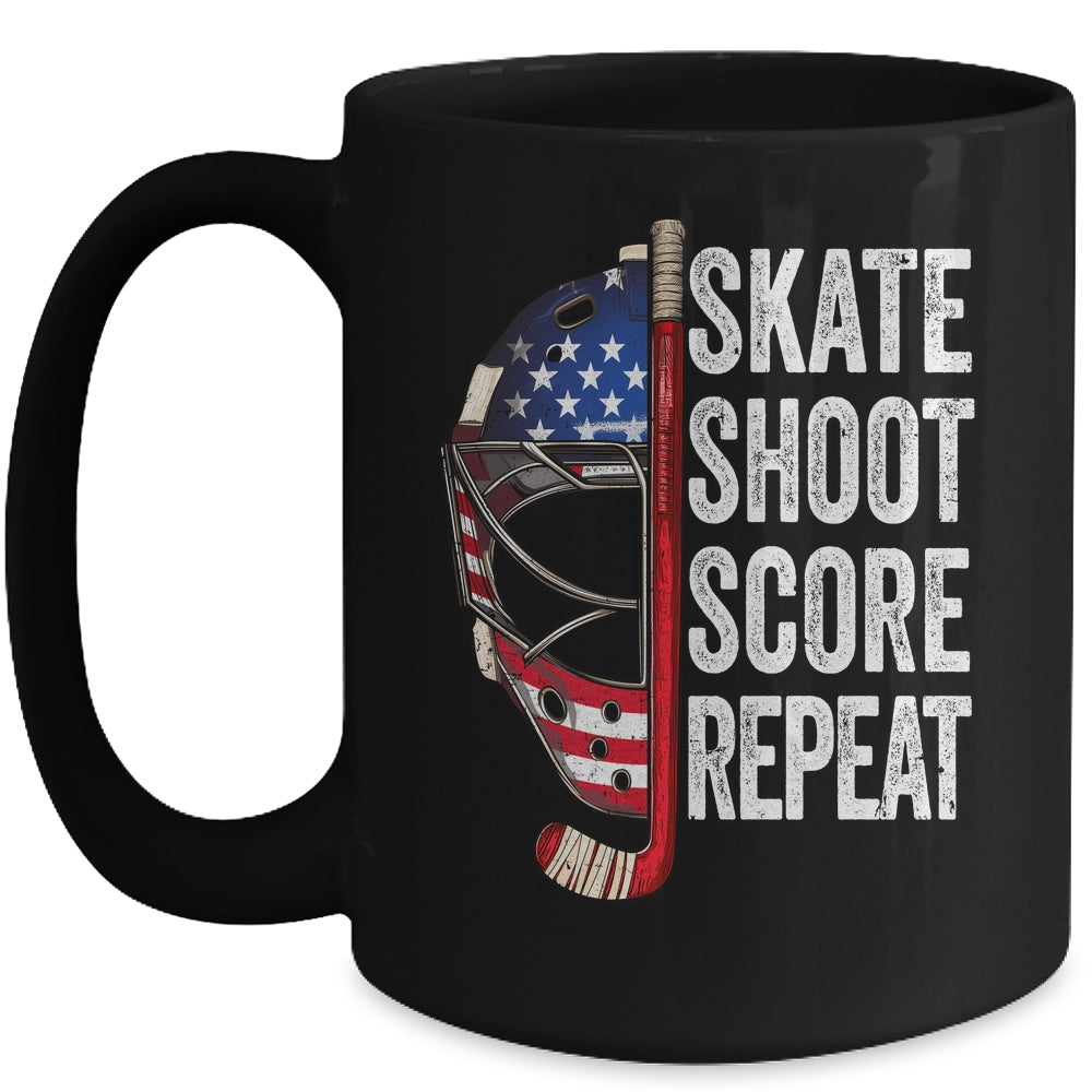 Hockey Player USA American Flag 4th Of July Men Women Kids Mug | teecentury