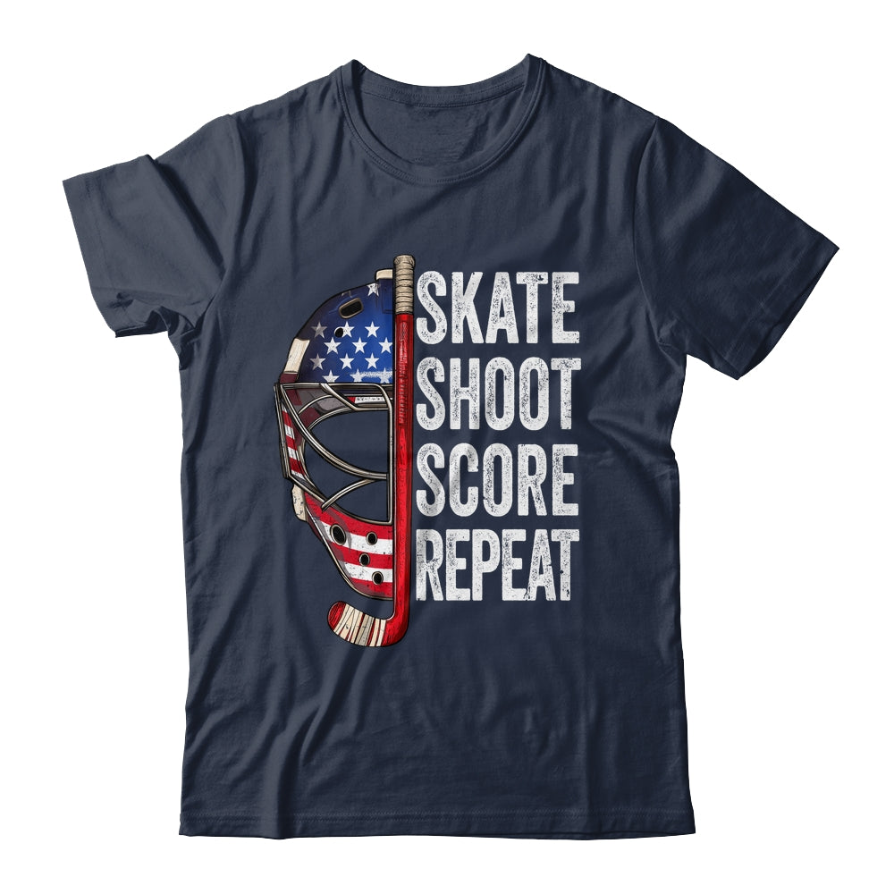 Hockey Player USA American Flag 4th Of July Men Women Kids Shirt & Hoodie | teecentury