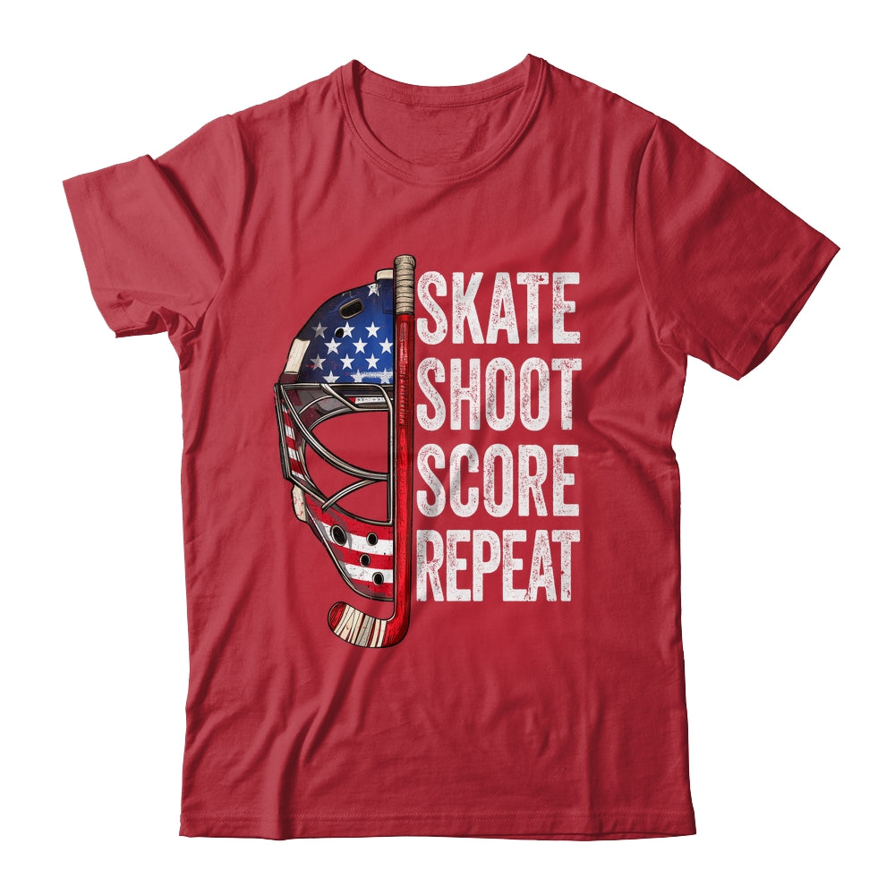 Hockey Player USA American Flag 4th Of July Men Women Kids Shirt & Hoodie | teecentury