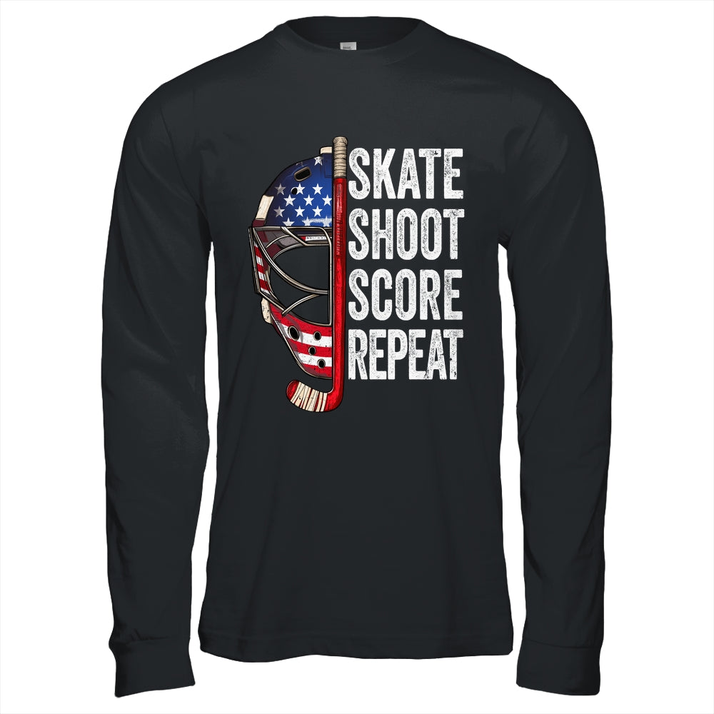 Hockey Player USA American Flag 4th Of July Men Women Kids Shirt & Hoodie | teecentury