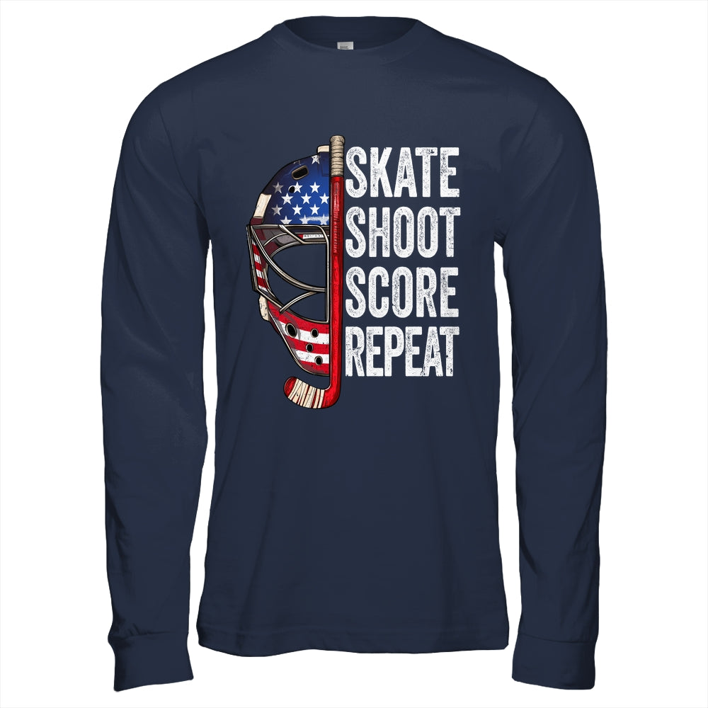 Hockey Player USA American Flag 4th Of July Men Women Kids Shirt & Hoodie | teecentury