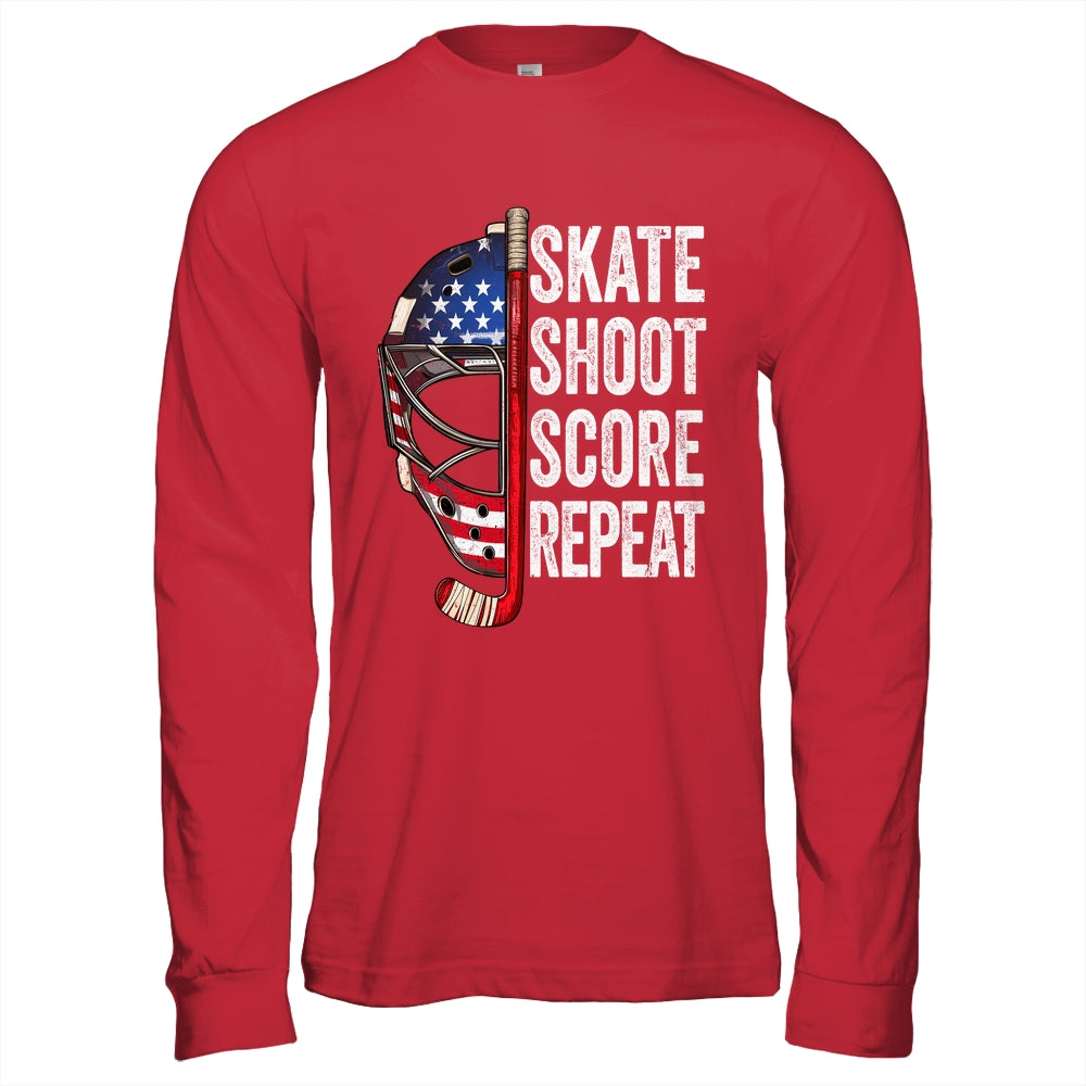 Hockey Player USA American Flag 4th Of July Men Women Kids Shirt & Hoodie | teecentury