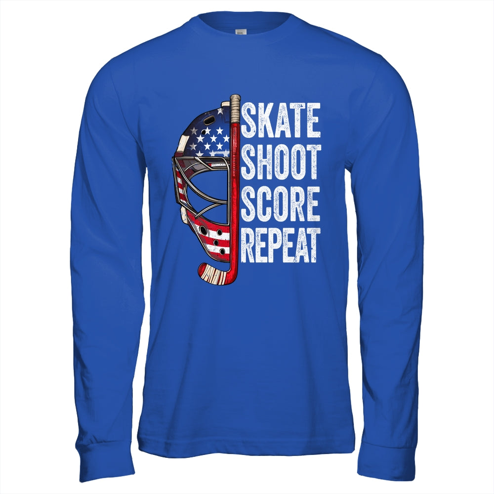 Hockey Player USA American Flag 4th Of July Men Women Kids Shirt & Hoodie | teecentury