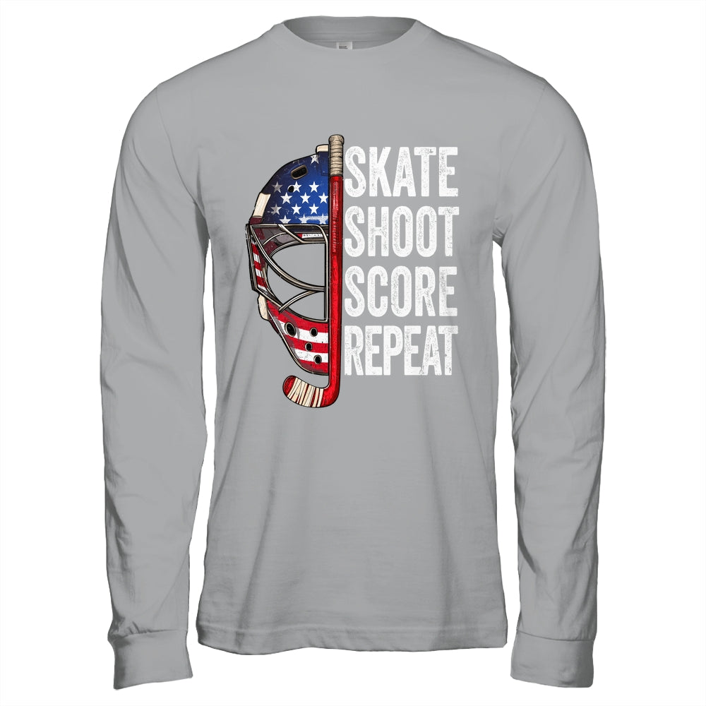 Hockey Player USA American Flag 4th Of July Men Women Kids Shirt & Hoodie | teecentury