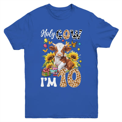 Holy Cow I'm 10 Years Old Farm Cow Sunflowers 10th Birthday Youth Shirt | teecentury