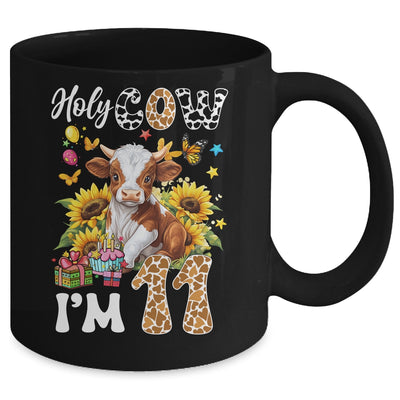 Holy Cow I'm 11 Years Old Farm Cow Sunflowers 11th Birthday Mug | teecentury
