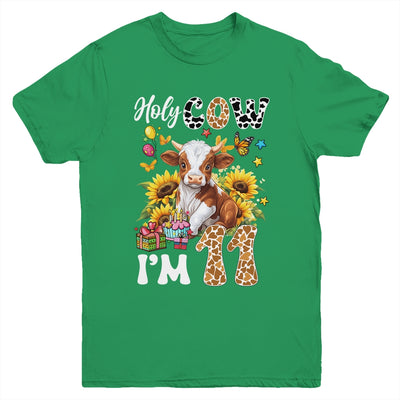 Holy Cow I'm 11 Years Old Farm Cow Sunflowers 11th Birthday Youth Shirt | teecentury