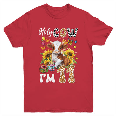 Holy Cow I'm 11 Years Old Farm Cow Sunflowers 11th Birthday Youth Shirt | teecentury