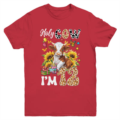 Holy Cow I'm 12 Years Old Farm Cow Sunflowers 12th Birthday Youth Shirt | teecentury