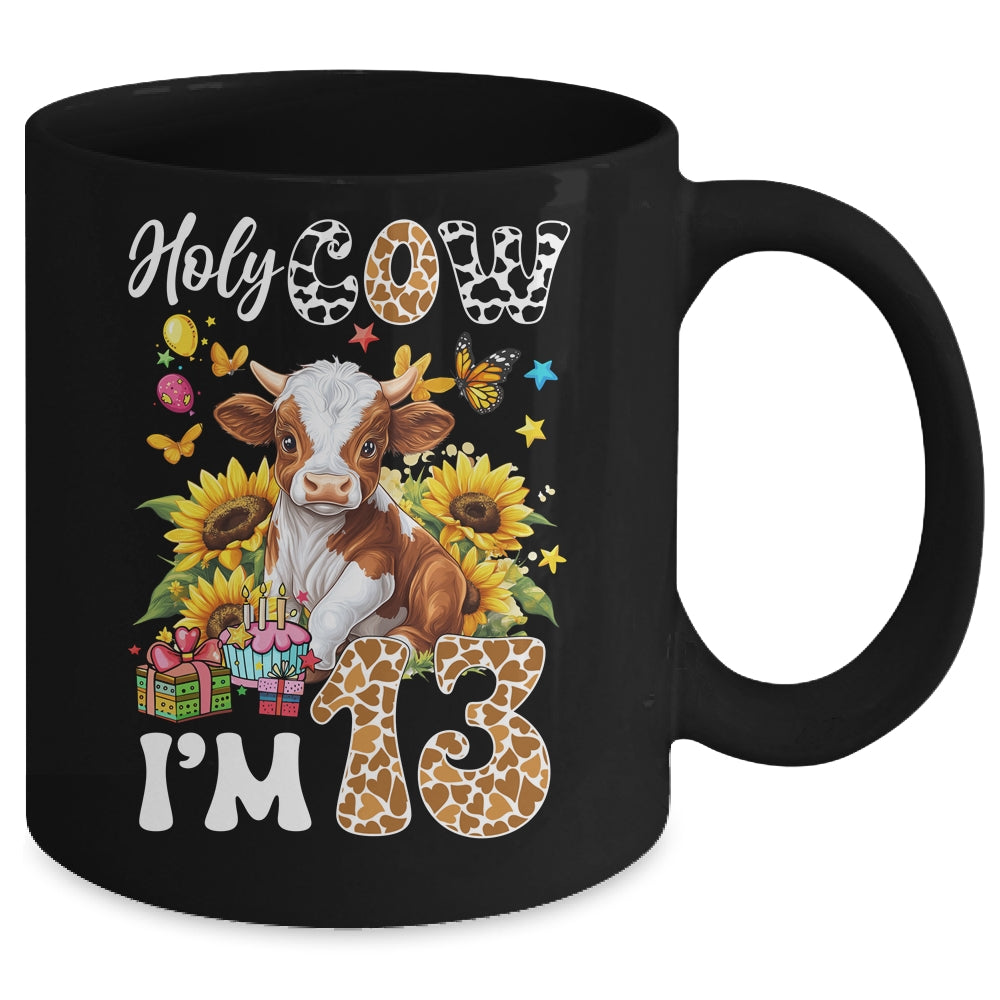 Holy Cow I'm 13 Years Old Farm Cow Sunflowers 13th Birthday Mug | teecentury