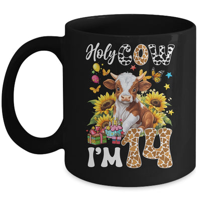 Holy Cow I'm 14 Years Old Farm Cow Sunflowers 14th Birthday Mug | teecentury