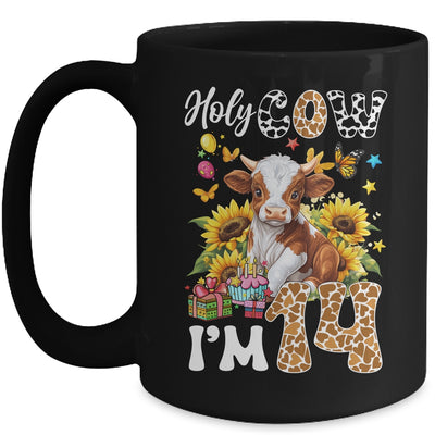 Holy Cow I'm 14 Years Old Farm Cow Sunflowers 14th Birthday Mug | teecentury