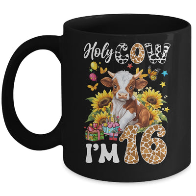 Holy Cow I'm 16 Years Old Farm Cow Sunflowers 16th Birthday Mug | teecentury