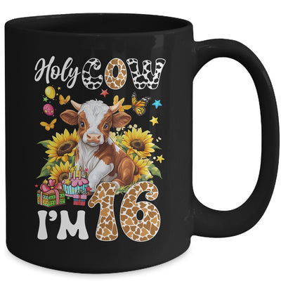 Holy Cow I'm 16 Years Old Farm Cow Sunflowers 16th Birthday Mug | teecentury