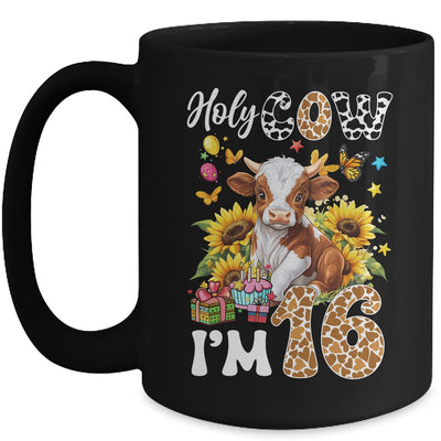 Holy Cow I'm 16 Years Old Farm Cow Sunflowers 16th Birthday Mug | teecentury