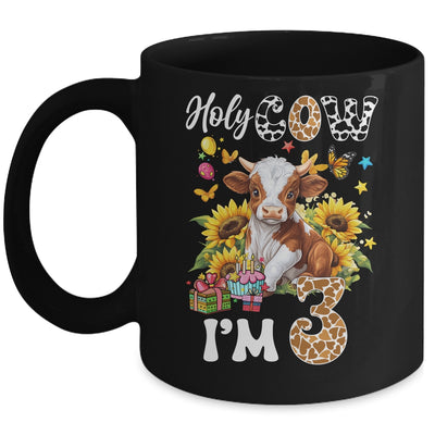 Holy Cow I'm 3 Years Old Farm Cow Sunflowers 3rd Birthday Mug | teecentury