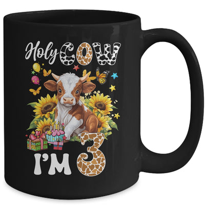 Holy Cow I'm 3 Years Old Farm Cow Sunflowers 3rd Birthday Mug | teecentury
