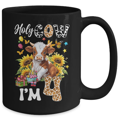Holy Cow I'm 4 Years Old Farm Cow Sunflowers 4th Birthday Mug | teecentury