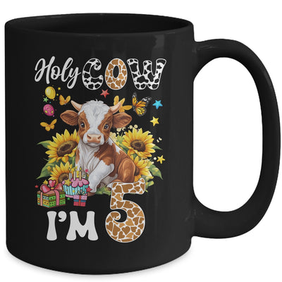 Holy Cow I'm 5 Years Old Farm Cow Sunflowers 5th Birthday Mug | teecentury