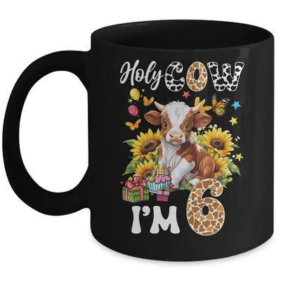 Holy Cow I'm 6 Years Old Farm Cow Sunflowers 6th Birthday Mug | teecentury