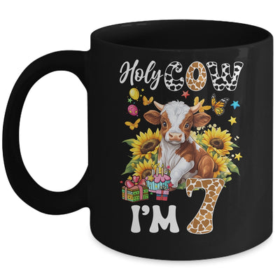 Holy Cow I'm 7 Years Old Farm Cow Sunflowers 7th Birthday Mug | teecentury