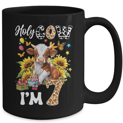Holy Cow I'm 7 Years Old Farm Cow Sunflowers 7th Birthday Mug | teecentury