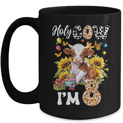 Holy Cow I'm 8 Years Old Farm Cow Sunflowers 8th Birthday Mug | teecentury