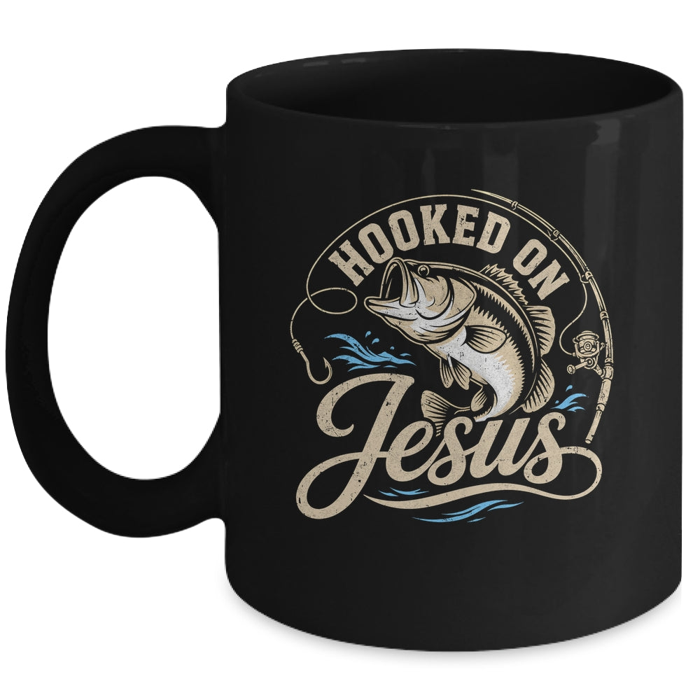 Hooked On Jesus Christian Fishing Bass Faith Mug | teecentury