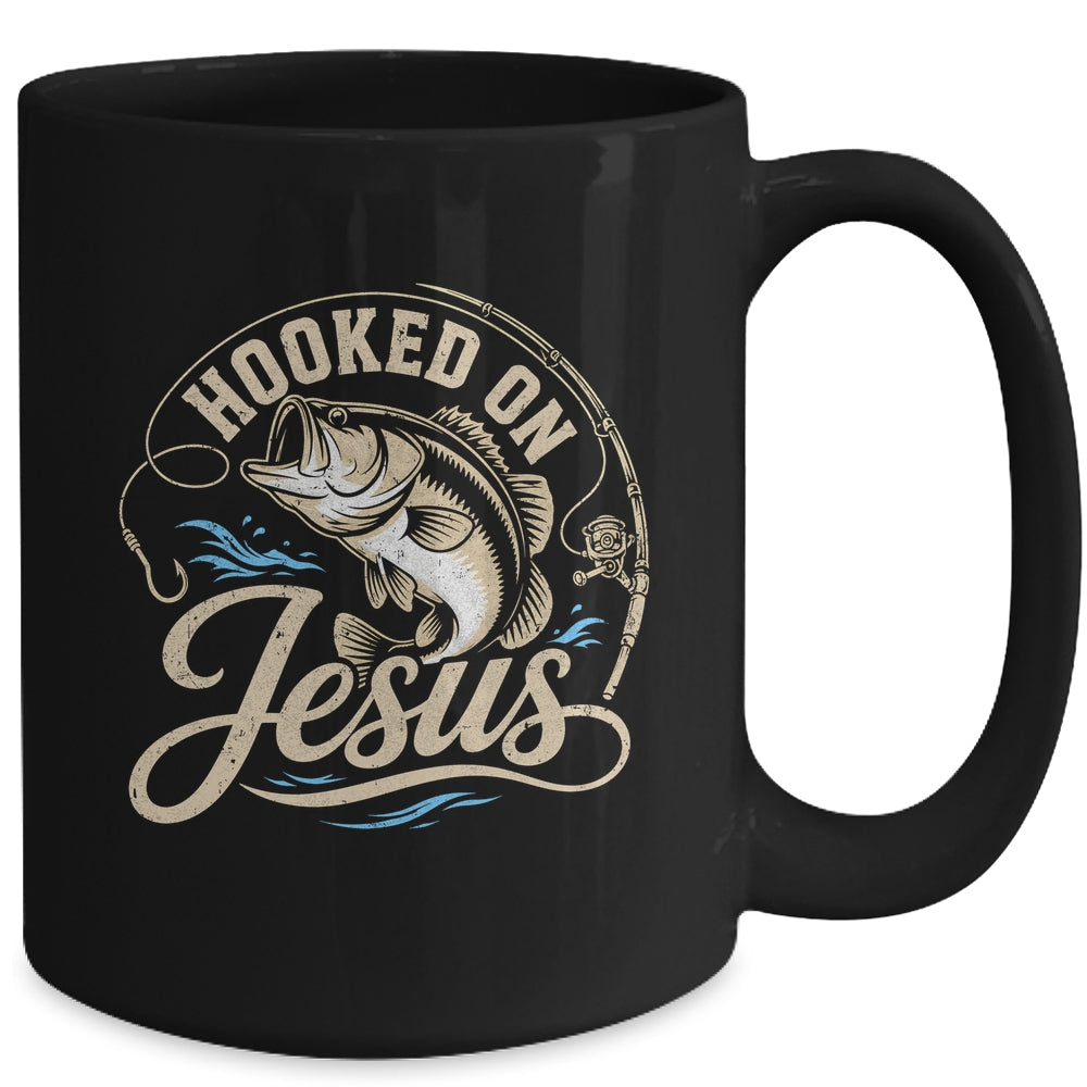 Hooked On Jesus Christian Fishing Bass Faith Mug | teecentury