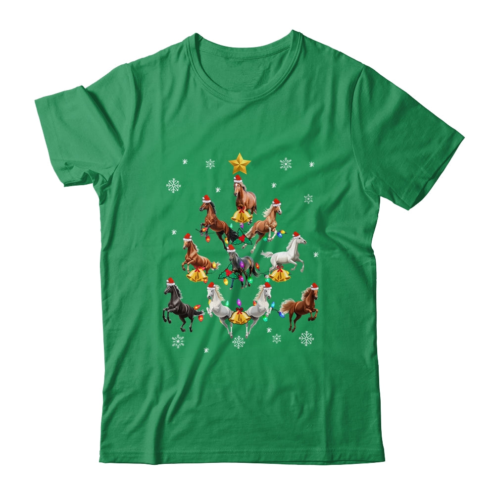 Horses Christmas Tree Horse Lover Xmas For Women Girls Shirt & Sweatshirt | teecentury