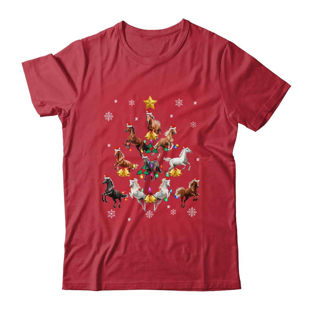 Horses Christmas Tree Horse Lover Xmas For Women Girls Shirt & Sweatshirt | teecentury