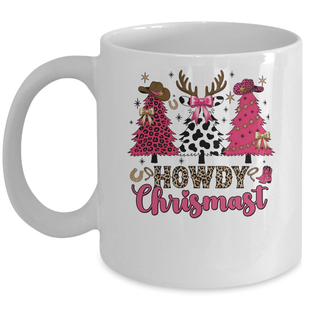 Howdy Christmas Cowgirl Western Christmas Trees Coquette Mug | teecentury