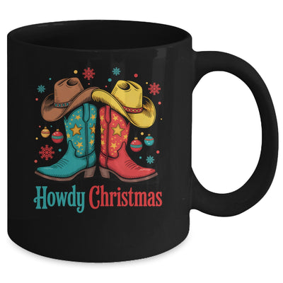 Howdy Christmas Xmas Cowboy Boots Western Men Holiday Mug | teecentury