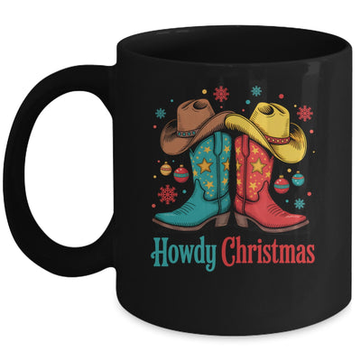 Howdy Christmas Xmas Cowboy Boots Western Men Holiday Mug | teecentury