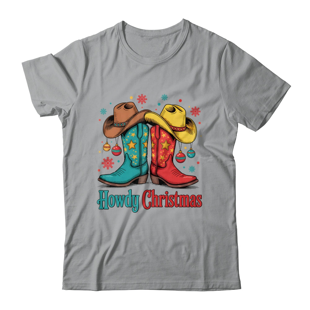 Howdy Christmas Xmas Cowboy Boots Western Men Holiday Shirt & Sweatshirt | teecentury