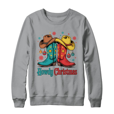 Howdy Christmas Xmas Cowboy Boots Western Men Holiday Shirt & Sweatshirt | teecentury