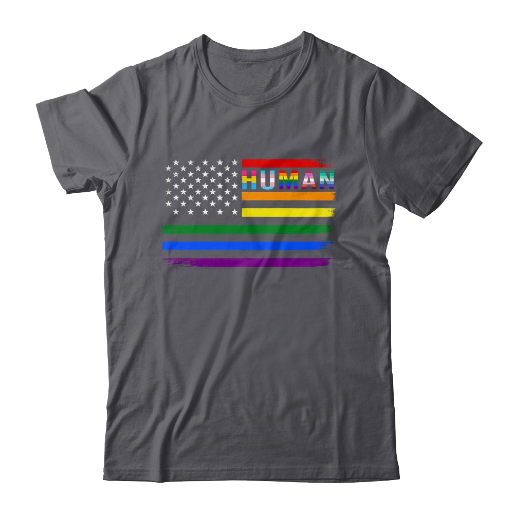 Human USA LGBT Flag Gay Pride Transgender Rainbow Lesbian Shirt & Hoodie | teecentury