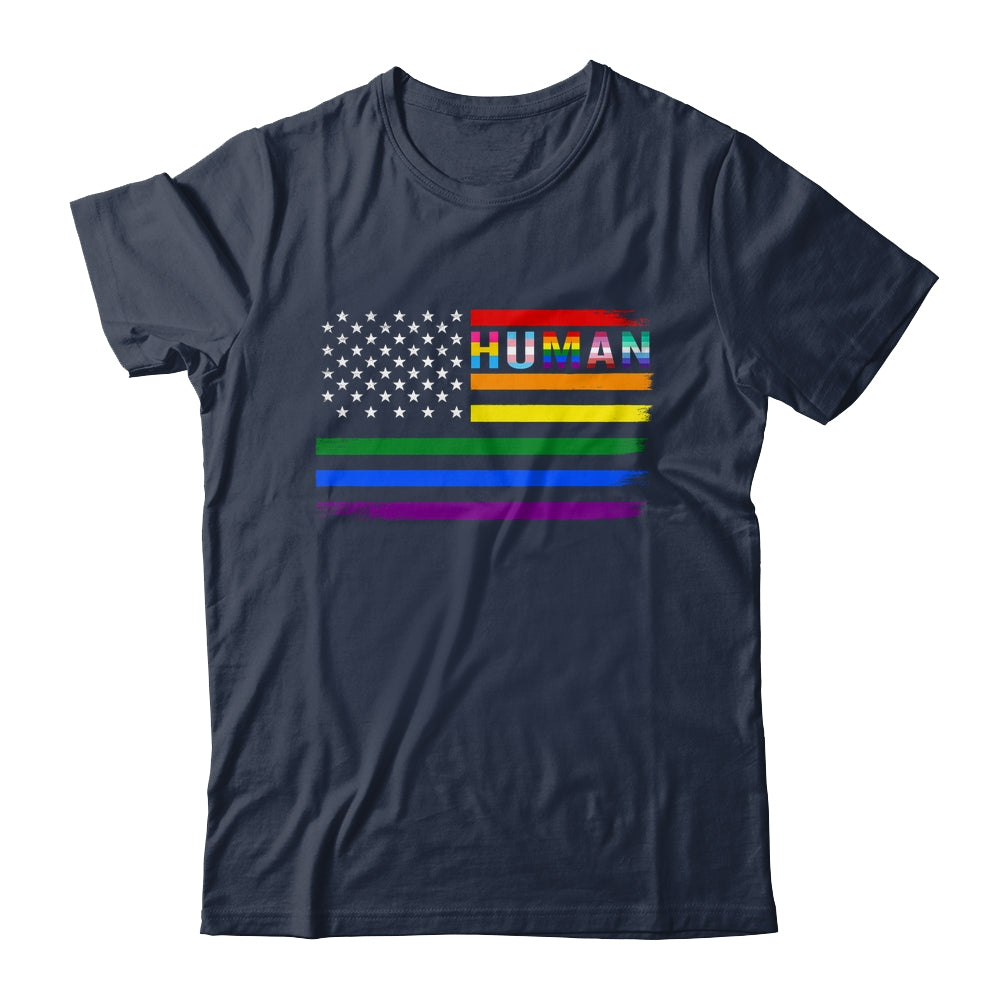 Human USA LGBT Flag Gay Pride Transgender Rainbow Lesbian Shirt & Hoodie | teecentury