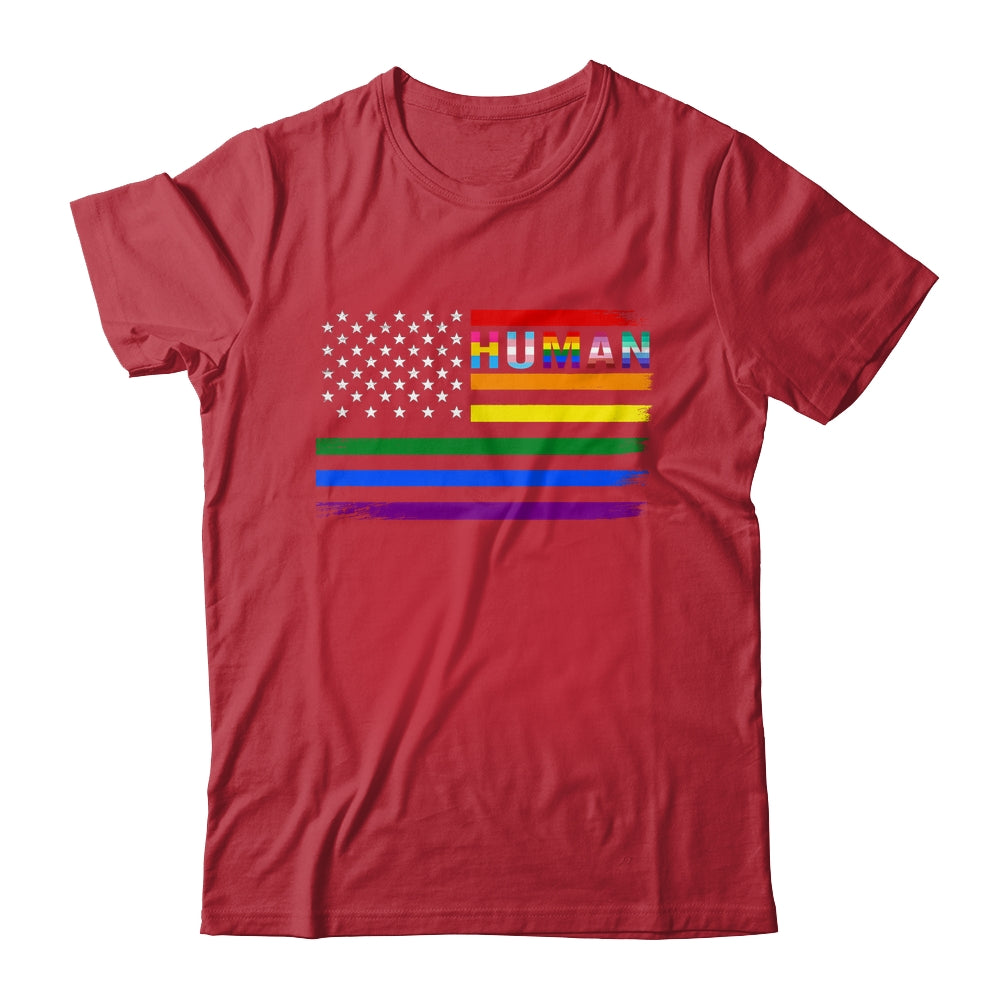 Human USA LGBT Flag Gay Pride Transgender Rainbow Lesbian Shirt & Hoodie | teecentury