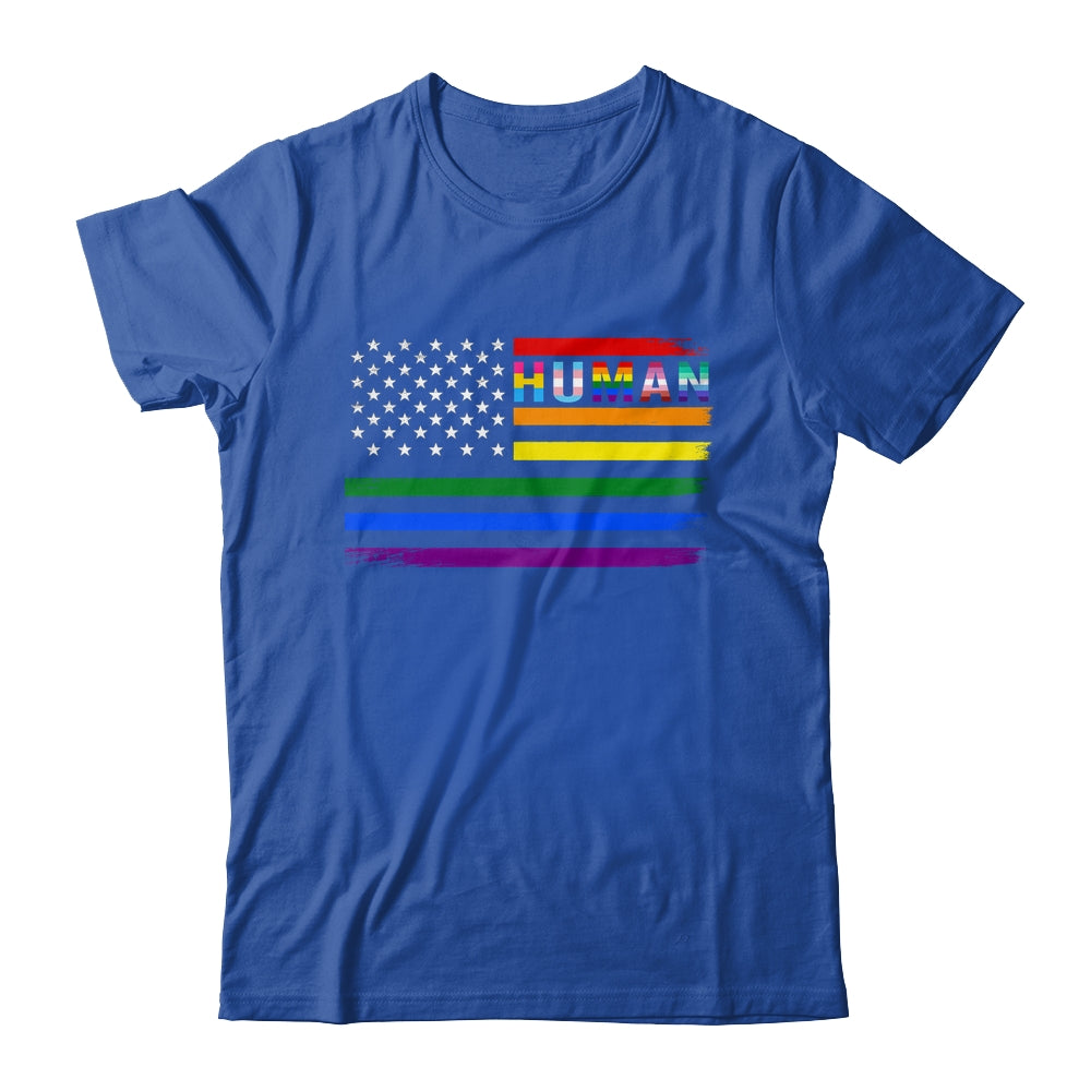 Human USA LGBT Flag Gay Pride Transgender Rainbow Lesbian Shirt & Hoodie | teecentury