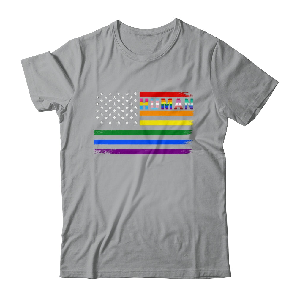 Human USA LGBT Flag Gay Pride Transgender Rainbow Lesbian Shirt & Hoodie | teecentury