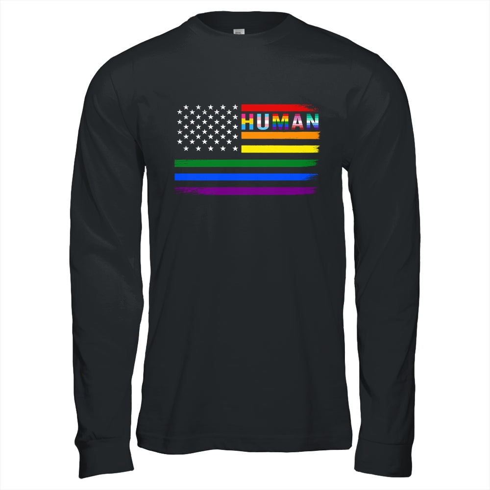 Human USA LGBT Flag Gay Pride Transgender Rainbow Lesbian Shirt & Hoodie | teecentury