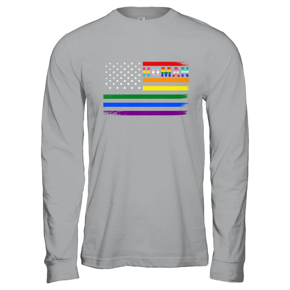 Human USA LGBT Flag Gay Pride Transgender Rainbow Lesbian Shirt & Hoodie | teecentury