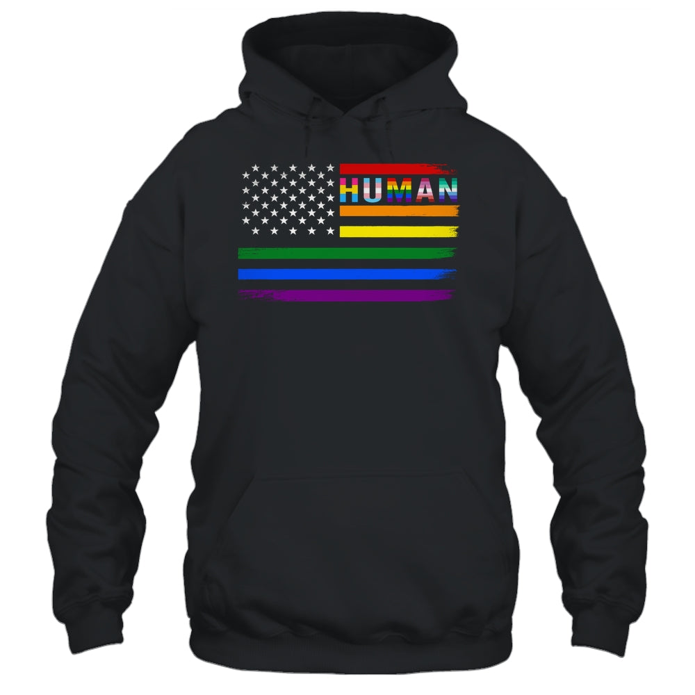 Human USA LGBT Flag Gay Pride Transgender Rainbow Lesbian Shirt & Hoodie | teecentury