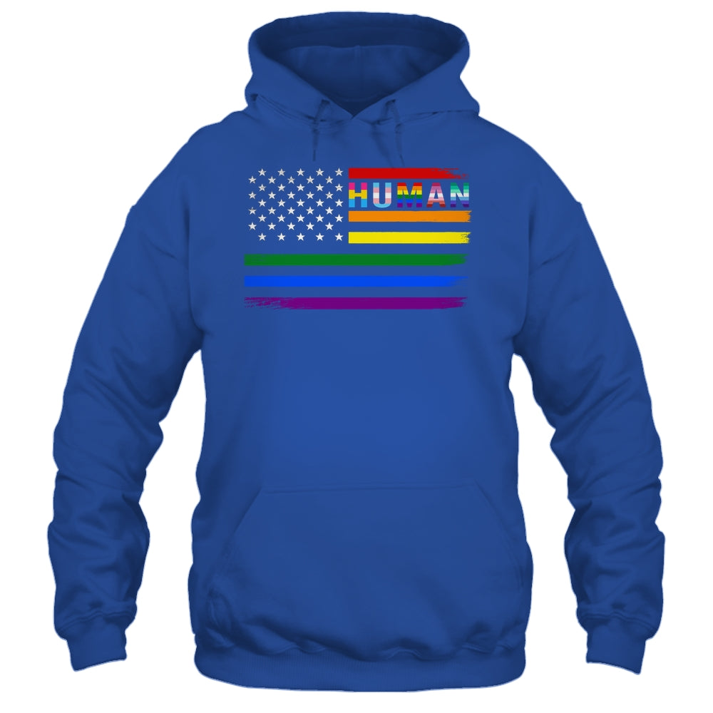 Human USA LGBT Flag Gay Pride Transgender Rainbow Lesbian Shirt & Hoodie | teecentury