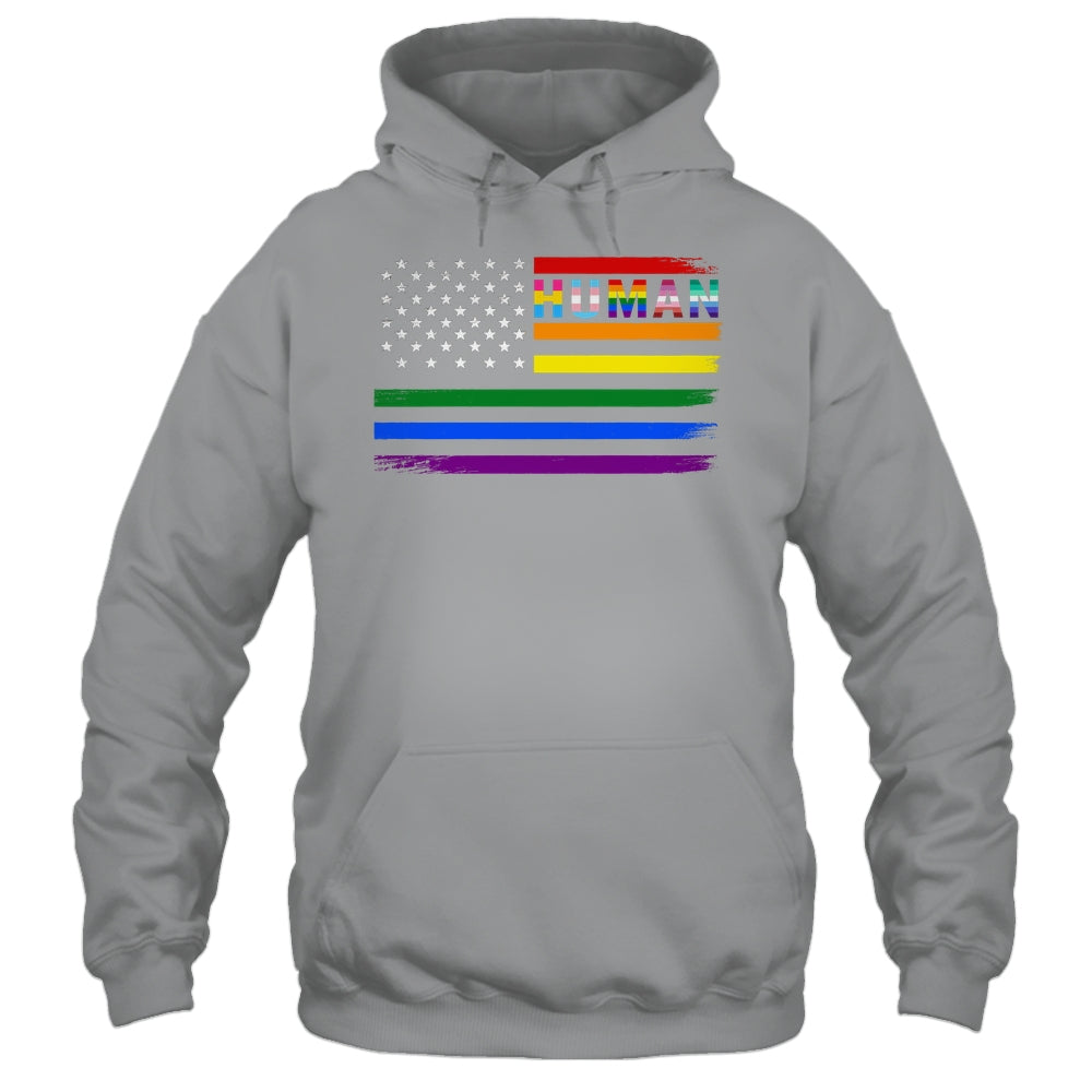 Human USA LGBT Flag Gay Pride Transgender Rainbow Lesbian Shirt & Hoodie | teecentury