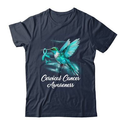 Hummingbird Holding Teal Ribbon Cervical Cancer Awareness Shirt & Hoodie | teecentury