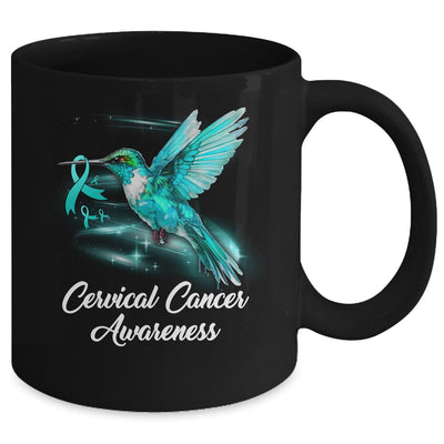 Hummingbird Holding Teal Ribbon Cervical Cancer Awareness Mug | teecentury